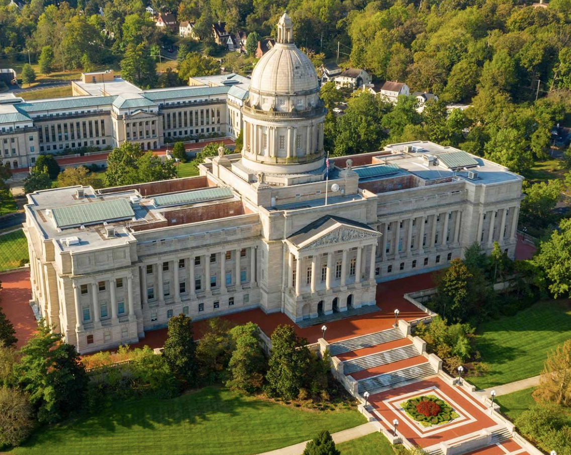 A birds-eye view of the Kentucky capitol.